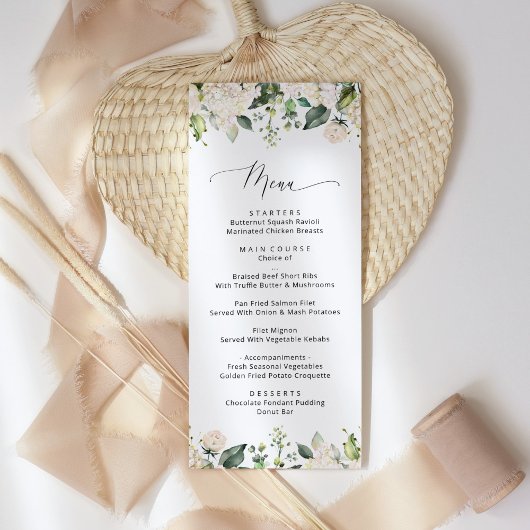 白い花,クリーム色の花,ブライダルシャワーメニュー メニュー