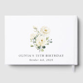 白い花、クリーム色の花、ボヘミアン、誕生日 ゲストブック (裏面)
