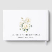 白い花、クリーム色の花、ボヘミアン、誕生日 ゲストブック (裏面)