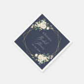 白い花、クリーム色の花、ボヘミア、ブライズシャワー スタンダードカクテルナプキン (角)