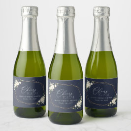 白い花、クリーム色の花、ボヘミア、ブライズシャワー スパークリングワインラベル