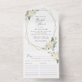 白い花,クリーム色の花,ボホ,ブライダルシャワー オールインワン招待状 (内側)
