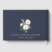白い花，クリーム色の花，ボホ，ブライダルシャワー ゲストブック (裏面)