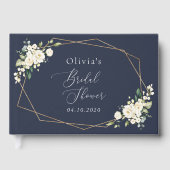 白い花，クリーム色の花，ボホ，ブライダルシャワー ゲストブック (正面)