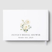 白い花，クリーム色の花，ボホ，ブライダルシャワー ゲストブック (裏面)