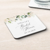 白い花，クリーム色の花，ボホ，ブライダルシャワー コースター (左側)