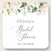 白い花，クリーム色の花，ボホ，ブライダルシャワー コースター (正面)