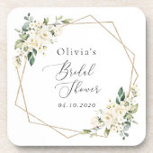 白い花，クリーム色の花，ボホ，ブライダルシャワー コースター (正面)