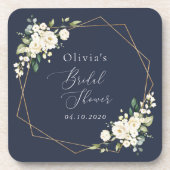 白い花，クリーム色の花，ボホ，ブライダルシャワー コースター (正面)