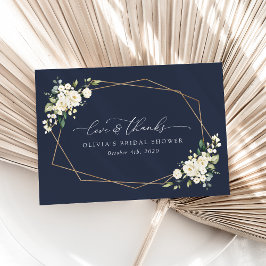 白い花，クリーム色の花，ボホ，ブライダルシャワー サンキューカード