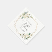 白い花，クリーム色の花，ボホ，ブライダルシャワー スタンダードカクテルナプキン (角)