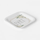 白い花，クリーム色の花，ボホ，ブライダルシャワー ペーパープレート (傾斜あり)