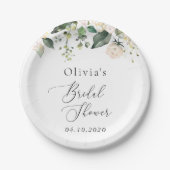 白い花,クリーム色の花,ボホ,ブライダルシャワー ペーパープレート (正面)