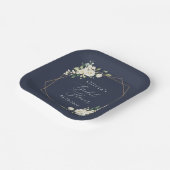 白い花,クリーム色の花,ボホ,ブライダルシャワー ペーパープレート (傾斜あり)