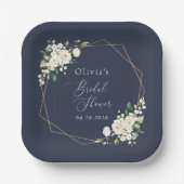 白い花,クリーム色の花,ボホ,ブライダルシャワー ペーパープレート (正面)