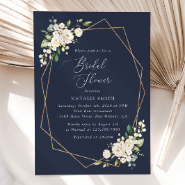 白い花，クリーム色の花，ボホ，ブライダルシャワー 招待状