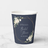 白い花，クリーム色の花，ボホ，ブライダルシャワー 紙コップ (裏面)