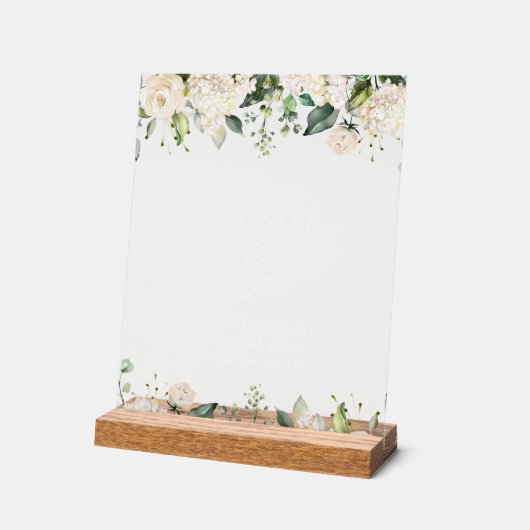 白い花,クリーム色の花,ボホ,ミモサバー アクリルサイン (傾斜)