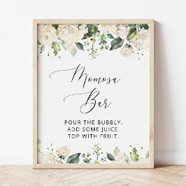 白い花，クリーム色の花，ボホ，桃佐バー ポスター