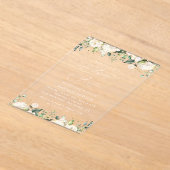 白い花，クリーム色の花，ボホ，甘い16 アクリル招待状 (レイダウン)