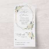 白い花,クリーム色の花,ボホ,甘い16 オールインワン招待状 (内側)