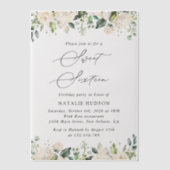 白い花,クリーム色の花,ボホ,甘い16 ベラム紙招待状 (正面)