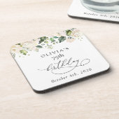 白い花,クリーム色の花,ボホ,誕生日 コースター (左側)