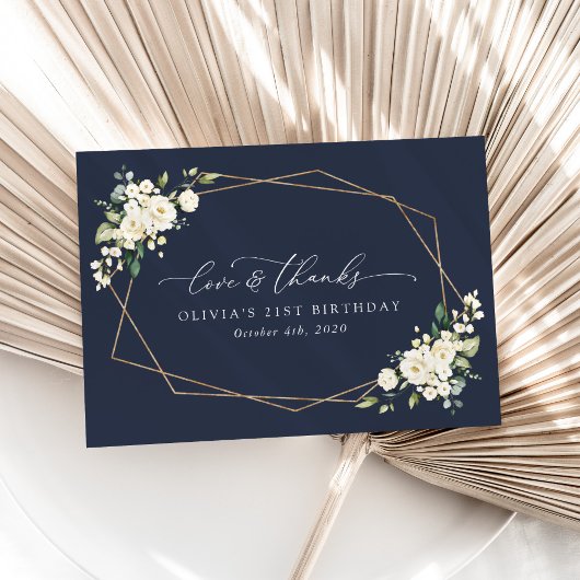 白い花,クリーム色の花,ボホ,誕生日 サンキューカード