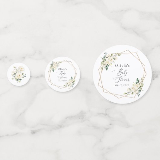 白い花,クリーム色の花,ボホ,赤ちゃんシャワー コンフェッティ (裏面)