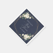 白い花,クリーム色の花,ボホ,赤ちゃんシャワー スタンダードカクテルナプキン (角)