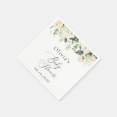 白い花,クリーム色の花,ボホ,赤ちゃんシャワー スタンダードカクテルナプキン (角)