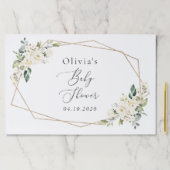 白い花，クリーム色の花，ボホ，赤ちゃんシャワー ペーパーパッド (インサイチュ)