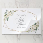 白い花，クリーム色の花，ボホ，赤ちゃんシャワー ペーパーパッド (折り畳み)