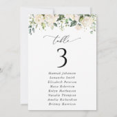 白い花、クリーム色の花、座席表カード (裏面)