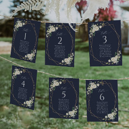 白い花、クリーム色の花、着席チャートカード