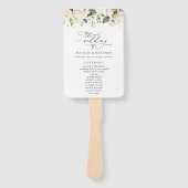 白い花，クリーム色の花，結婚式 プログラム ハンドファン (正面)