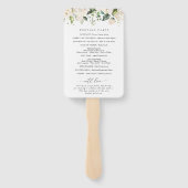 白い花，クリーム色の花，結婚式 プログラム ハンドファン (裏面)