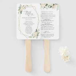 白い花，クリーム色の花，結婚式 プログラム ハンドファン