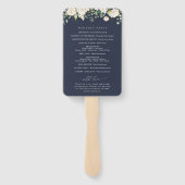 白い花，クリーム色の花，結婚式 プログラム ハンドファン (裏面)