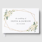 白い花、クリーム色の花、緑結婚色、 ゲストブック (正面)