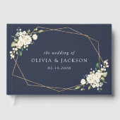 白い花、クリーム色の花、緑結婚色、 ゲストブック (正面)