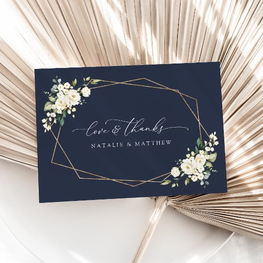 白い花、クリーム色の花、緑結婚色、 サンキューカード