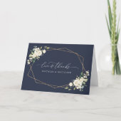 白い花、クリーム色の花、緑結婚色、 サンキューカード (正面)