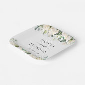 白い花、クリーム色の花、緑結婚色、 ペーパープレート (傾斜あり)