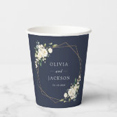 白い花、クリーム色の花、緑結婚色、 紙コップ (裏面)