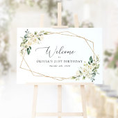 白い花、クリーム色の花、誕生日ウェルカム ポスター