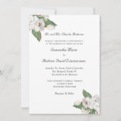 白い花 グリーン マグノリア ウェディング 招待状 (正面)