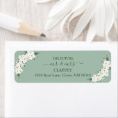 白い花 サゲグリーン ゴールドフレーム 雲模様 ラベル (インサイチュ)