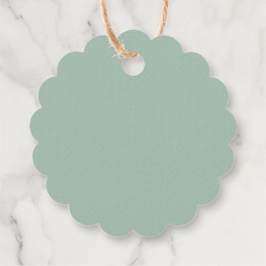 白い花 サゲグリーン 雲模様 ゴールド サークル フェイバータグ (裏面)