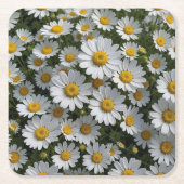 白い花 スクエアペーパーコースター (正面)